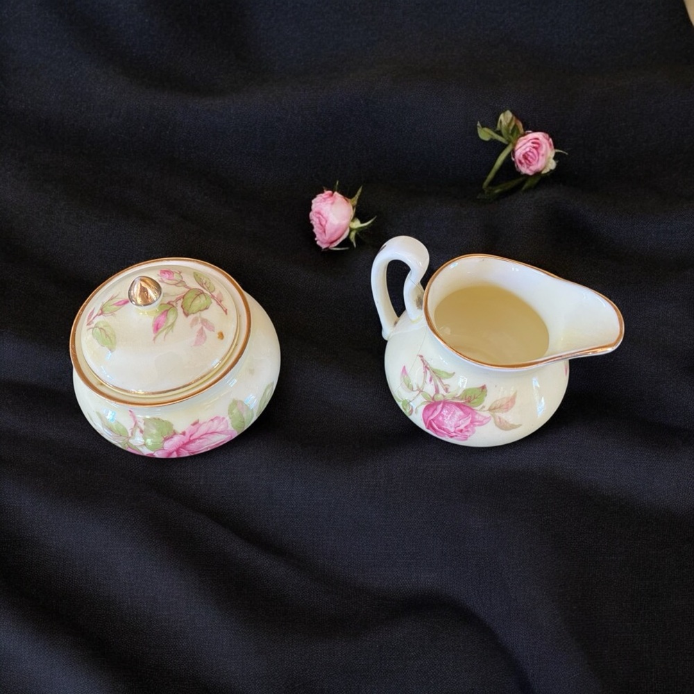 Crown Staffordshire small cream and sugar set